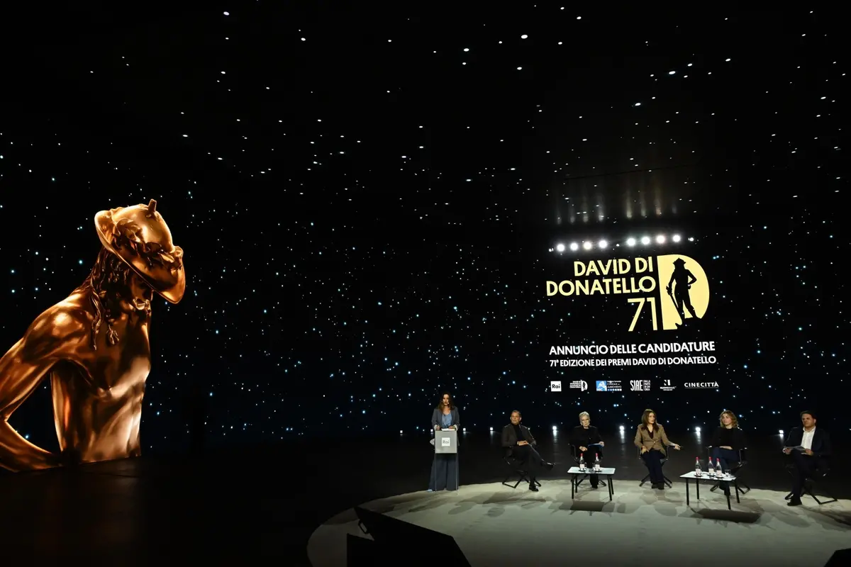 Da sinistra, Incoronata Boccia, Antonio Saccone, presidente Cinecitt\\u00E0 S.p.A., Piera Detassis, presidente e direttrice artistica Accademia del Cinema Italiano - Premi David di Donatello, Lucia Borgonzoni, sottosegretaria MIC, Manuela Cacciamani, amministratrice delegata Cinecitt\\u00E0 S.p.A, Williams Di Liberatore, direttore Intrattenimento Prime Time Rai, nel corso della conferenza stampa per l\\'annuncio delle candidature della 71ma edizione dei premi David di Donatello a Roma, 1 aprile 2026. La cerimonia di consegna dei David di Donatello andr\\u00E0 in onda il 6 maggio in prima serata su Rai1. ANSA/MAURIZIO BRAMBATTI , ANSA