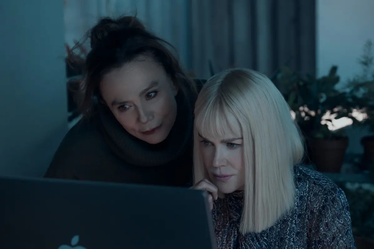 NINE PERFECT STRANGERS - Nine new strangers connected in ways they could never imagine are invited by mysterious guru, Masha Dmitrichenko (Nicole Kidman), to join a transformational wellness retreat in the Austrian Alps. Over the course of a week, she takes them to the brink. Will they make it? Will she? Masha is willing to try anything in the interest of healing everyone involved, including herself. (Disney/Reiner Bajo)LENA OLIN, NICOLE KIDMAN