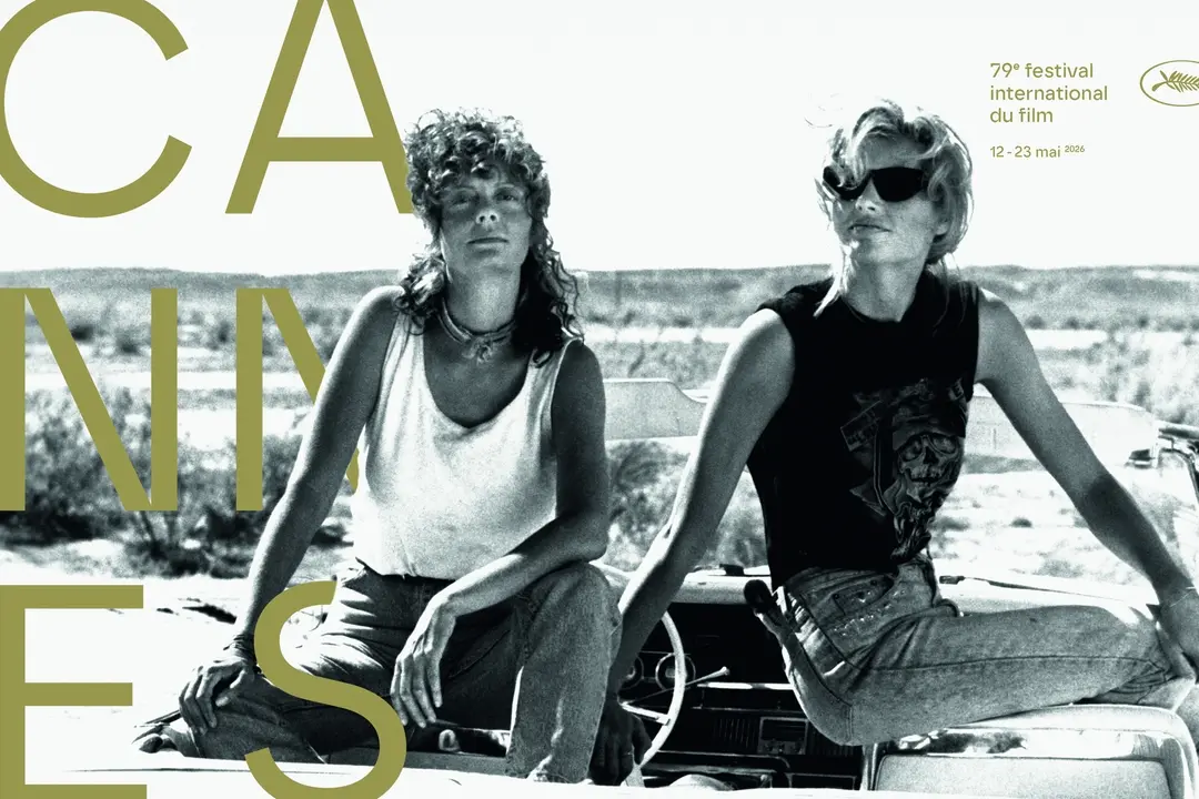 Official Poster of the 79th Festival de Cannes: Photo by Roland Neveu, on the set of Thelma & Louise (Ridley Scott, 1991) \\u00A9 MGM Studios / Graphic design \\u00A9 Hartland Villa