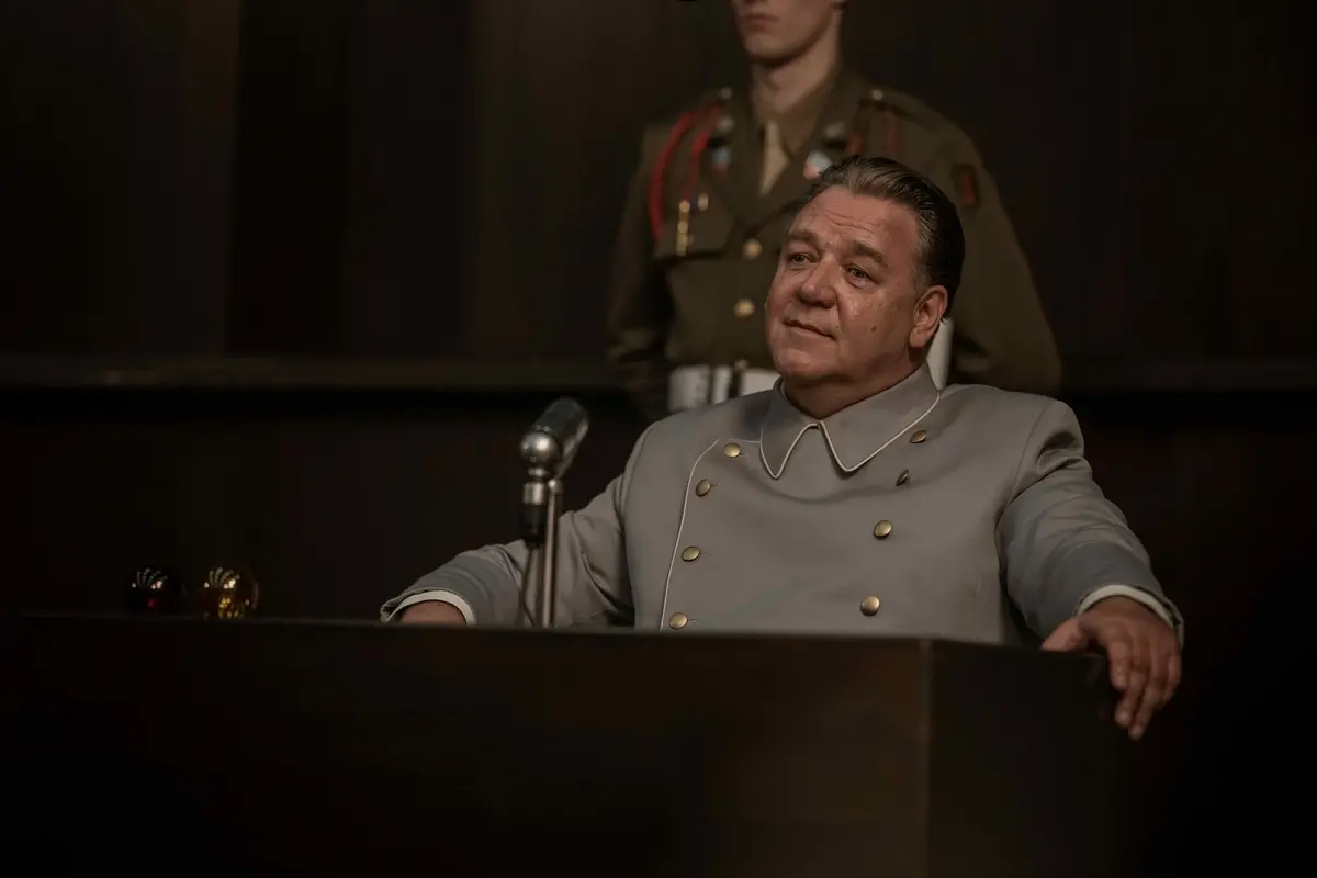 RUSSELL CROWE as Hermann Göring in ‘Nuremberg’ Image: Scott Garfield. Courtesy of Sony Pictures Classics