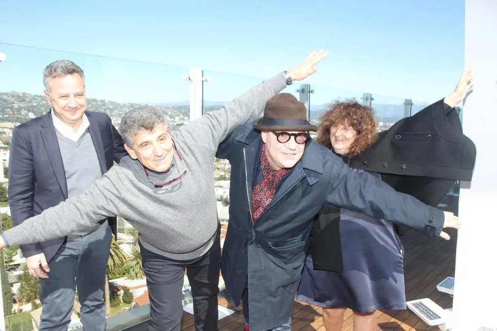 Paolo Del Brocco, Pietro Bartolo, il regista Gianfranco Rosi e la produttrice di Fuocoammare Donatella Palermo (foto di Pietro Coccia)