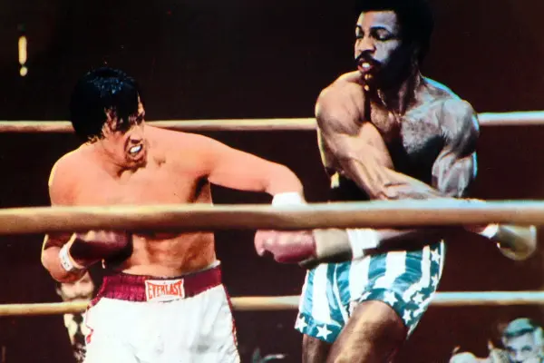 Sylvester Stallone e Carl Weathers in Rocky (1976), credits Webphoto