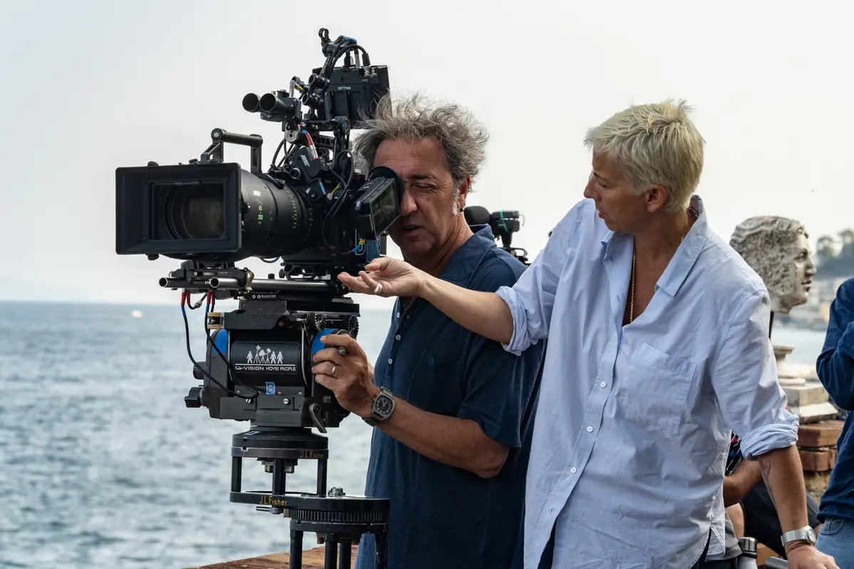 Set of a new movie by Paolo Sorrentino.In the picture Paolo Sorrentino and Daria D'Antonio (DOP).Photo by Gianni FioritoThis photograph is for editorial use only, the copyright is of the film company and the photographer assigned by the film production company and can only be reproduced by publications in conjunction with the promotion of the film.The mention of the author-photographer is mandatory: Gianni Fiorito.Set del nuovo film di Paolo Sorrentino.Nella foto Paolo Sorrentino e Daria D'Antonio (DOP).Foto di Gianni FioritoQuesta fotografia è solo per uso editoriale, il  diritto d'autore è della società cinematografica e del fotografo assegnato dalla società di produzione del film  e può essere riprodotto solo da pubblicazioni in concomitanza con la promozione del film. E’ obbligatoria la menzione  dell’autore- fotografo: Gianni Fiorito.