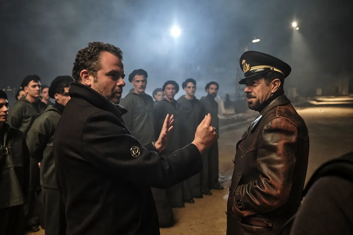 Edoardo De Angelis e Favino sul set di Comandante - Foto Enrico De Luigi