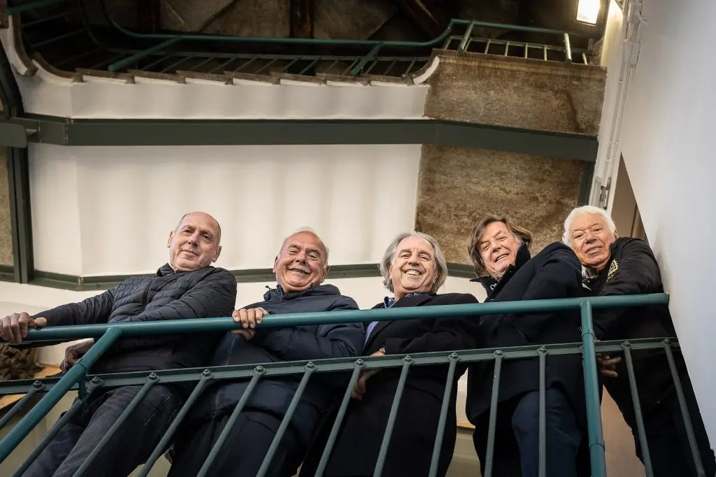 da sinistra Corrado Barazzutti, Tonino Zugarelli, Paolo Bertolucci, Adriano Panatta, Nicola Pietrangeli