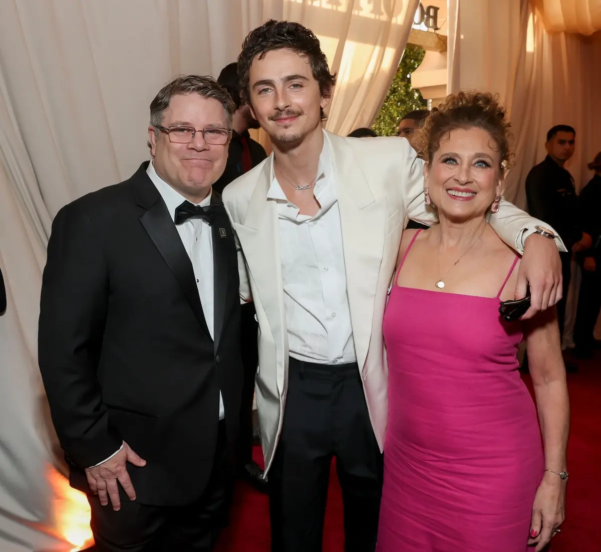 Sean Astin, Timothée Chalamet and Nicole Flender 32nd Annual Actor Awards, Roaming Arrivals, Shrine Auditorium, Los Angeles, California, USA - 01 Mar 2026