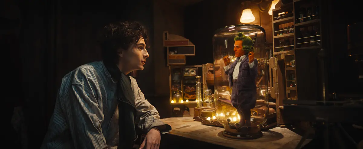 Timothée Chalamet e Hugh Grant in Wonka. Credit: Jaap Buittendijk