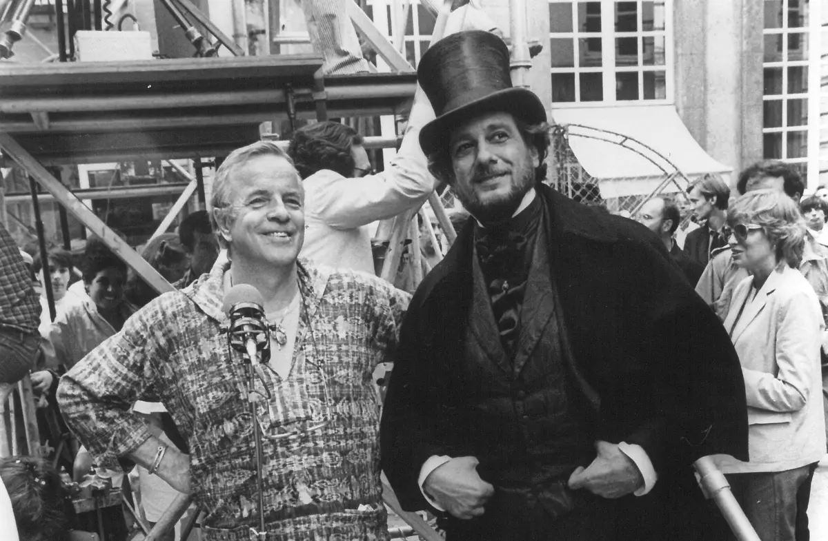 Franco Zeffirelli e Placido Domingo sul set di Traviata