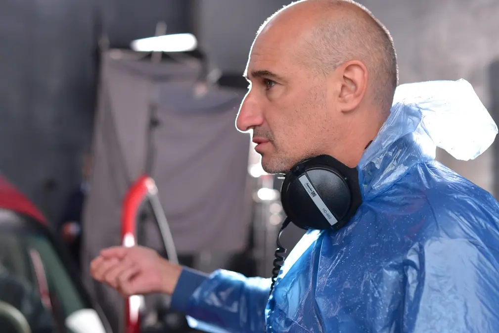 Andrea Magnani sul set di La lunga corsa (credits: Olena Ivashkina)