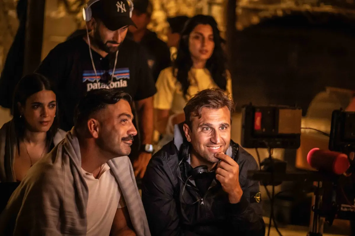 Pio e Amedeo sul set di Oi vita mia , Francesca Cassaro