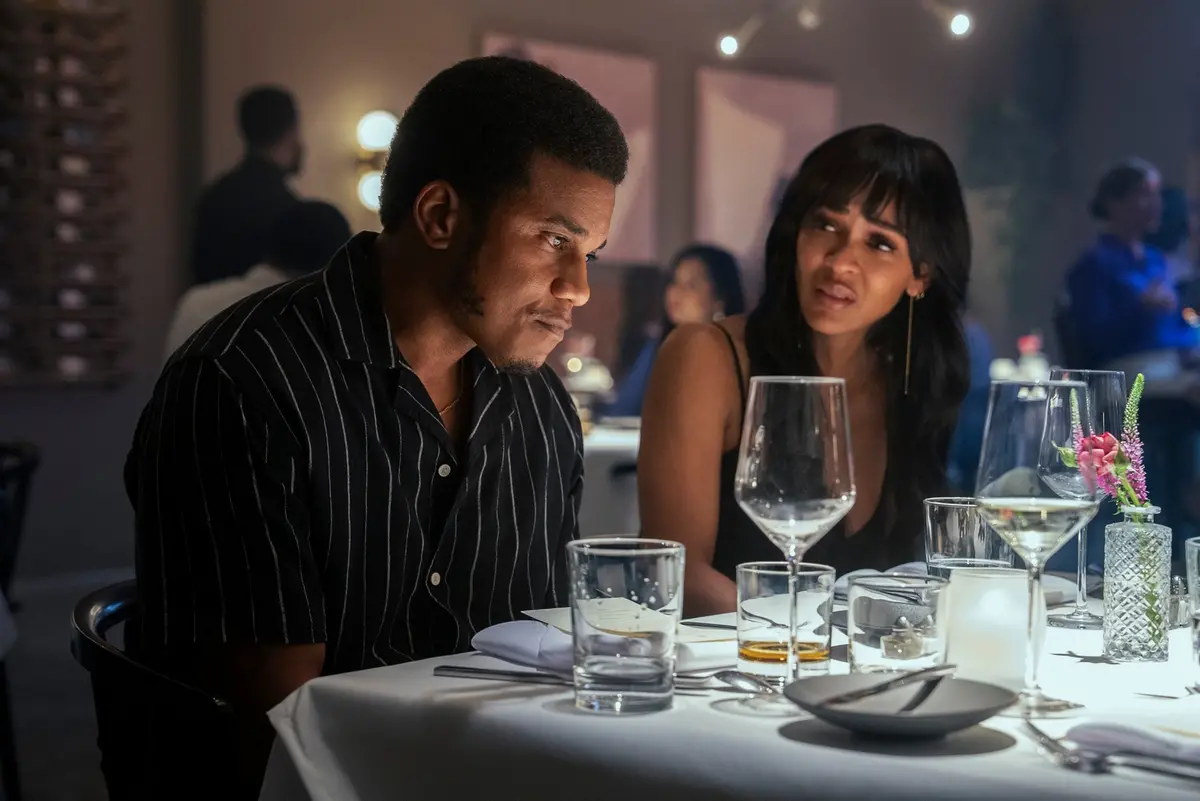 Dallas (Cory Hardrict) and Ava (Meagan Good) in DIVORCE IN THE BLACK Photo Credit: Quantrell Colbert//Prime Video