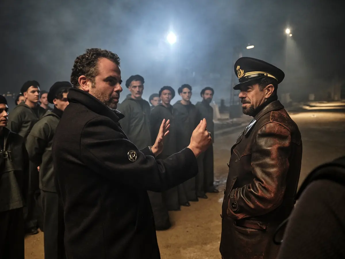 Edoardo De Angelis e Favino sul set di Comandante - Foto Enrico De Luigi