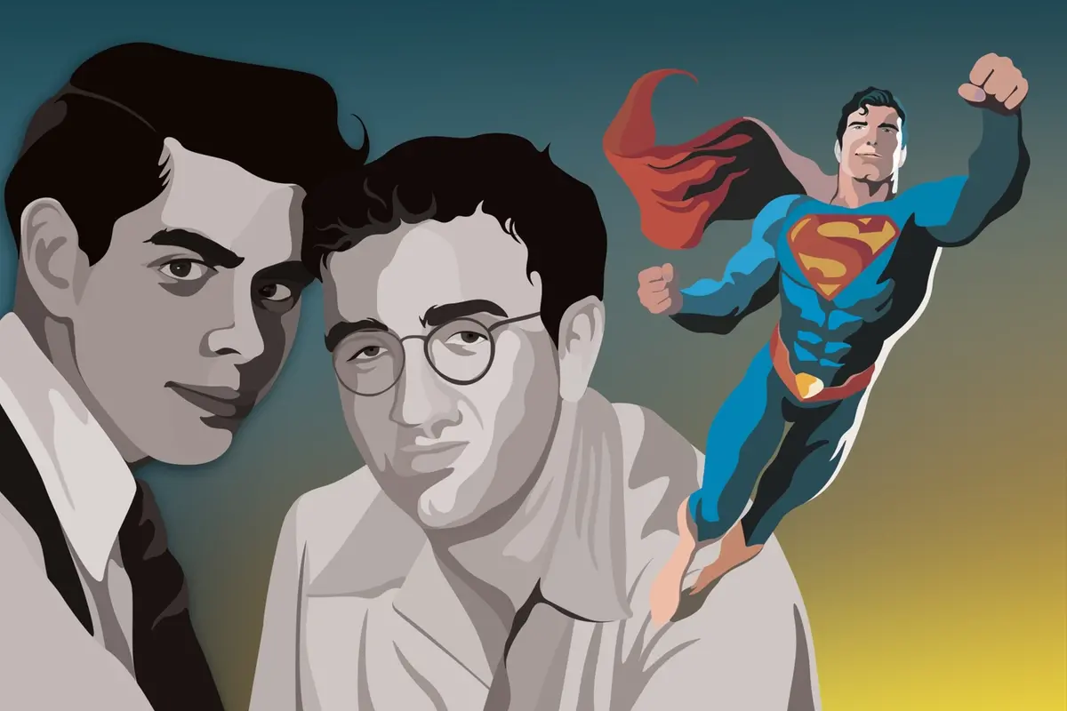 Joe Shuster e Jerry Siegel in una illustrazione di Benedetta Corporente