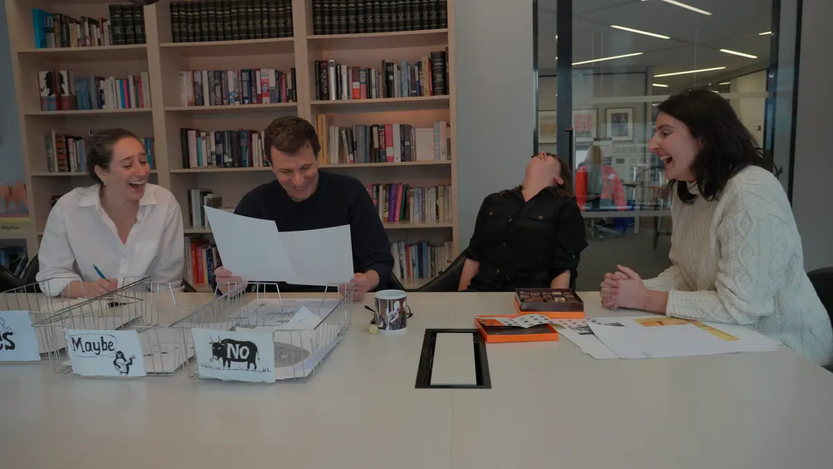 The New Yorker at 100. (Center) David Remnick and Emma Allen in The New Yorker at 100. Cr. Courtesy of Netflix © 2025