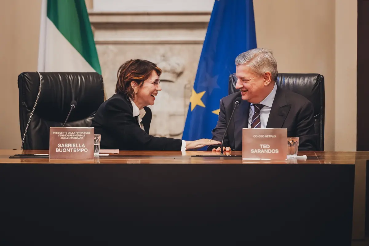 Gabriella Buontempo (CSC) e Ted Sarandos (Netflix) - Foto Virginia Bettoja