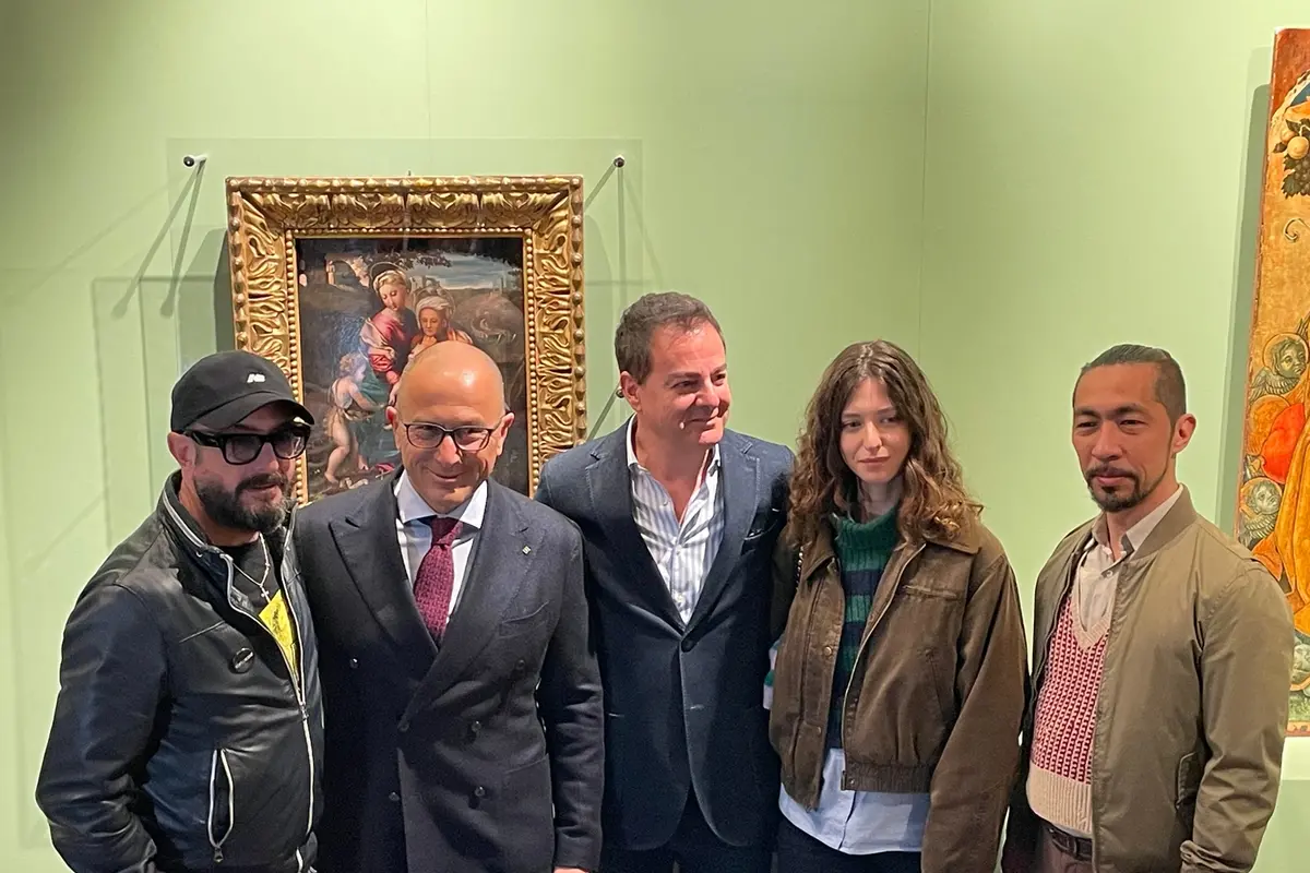 Da sinistra: Paolo Doppieri (regista), Andrea Agostini, (Presidente di Fondazione Marche Cultura), Iginio Straffi (Presidente del Gruppo Rainbow), Dharma Mangia Woods (attrice), Taiyo Yamanouchi (attore)