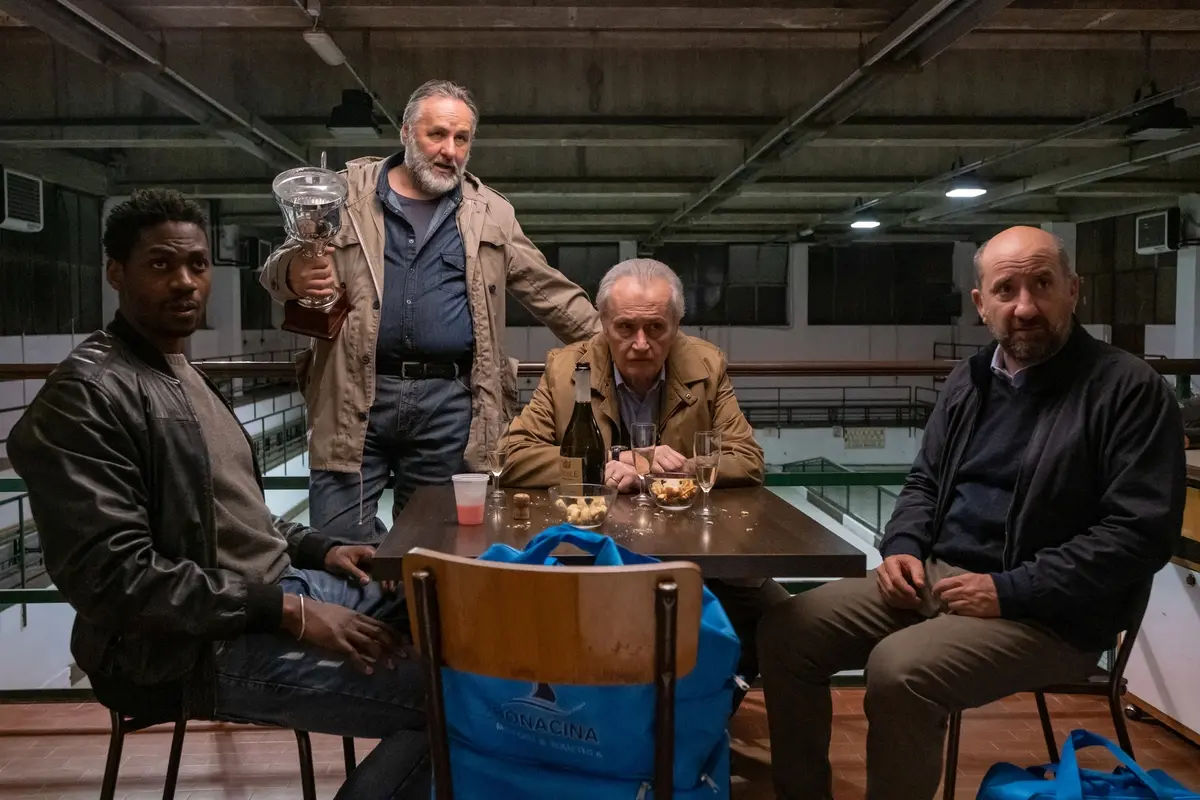 Martin Chishimba, Maurizio Donadoni, Bebo Storti, Antonio Albanese in 100Domeniche. Foto di Claudio Iannone