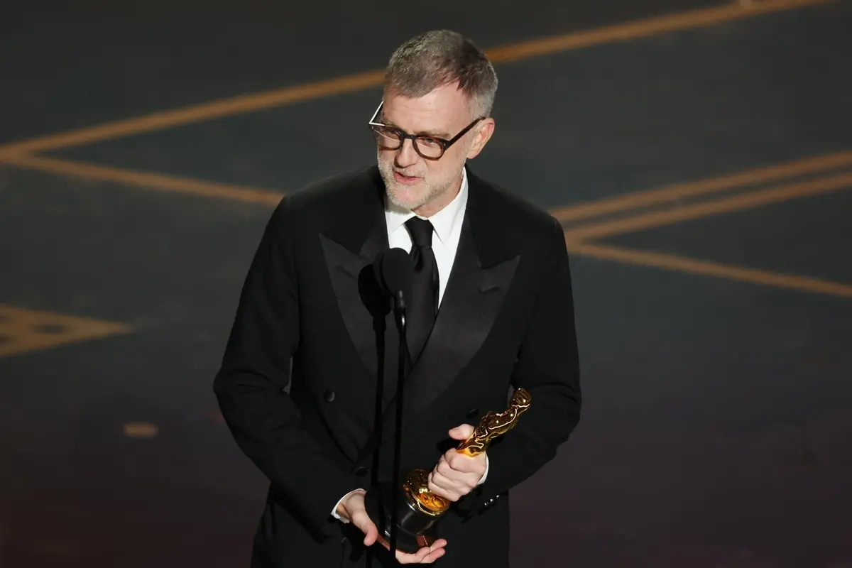 Paul Thomas Anderson speaks on stage after winning the Oscar for Best Adapted Screenplay for \"One Battle After Another\" during the 98th annual Academy Awards ceremony at the Dolby Theatre in Los Angeles, California, USA, 15 March 2026. EPA/CHRIS TORRES , EPA