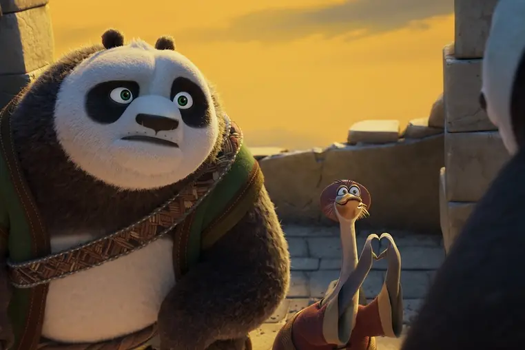 (from left) Li (Bryan Cranston) and Mr. Ping (James Hong) in DreamWorks Animation\\u2019s Kung Fu Panda 4, directed by Mike Mitchell.