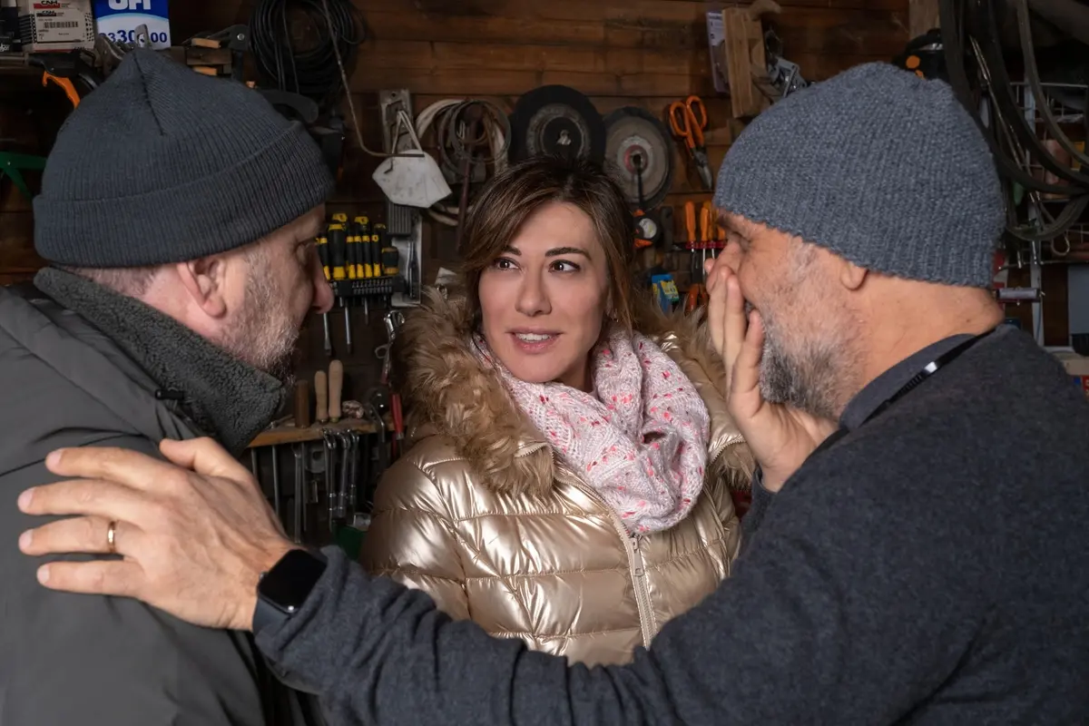 Antonio Albanese, Virginia Raffaele, Riccardo Milani sul set di Un mondo a parte