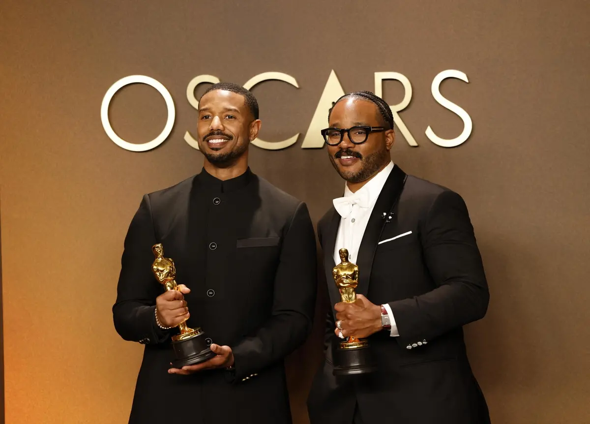 epa12824318 Ryan Coogler, Best Original Screenplay and Michael B. Jordan, Best Actor pose with the awards for 'Sinners' during the the 98th annual Academy Awards ceremony at the Dolby Theatre in Los Angeles, California, USA, 15 March 2026. EPA/JILL CONNELLY
