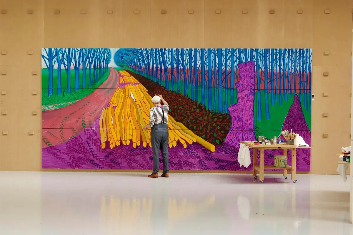 David Hockney dipinge \"Winter Timber\" , Webphoto