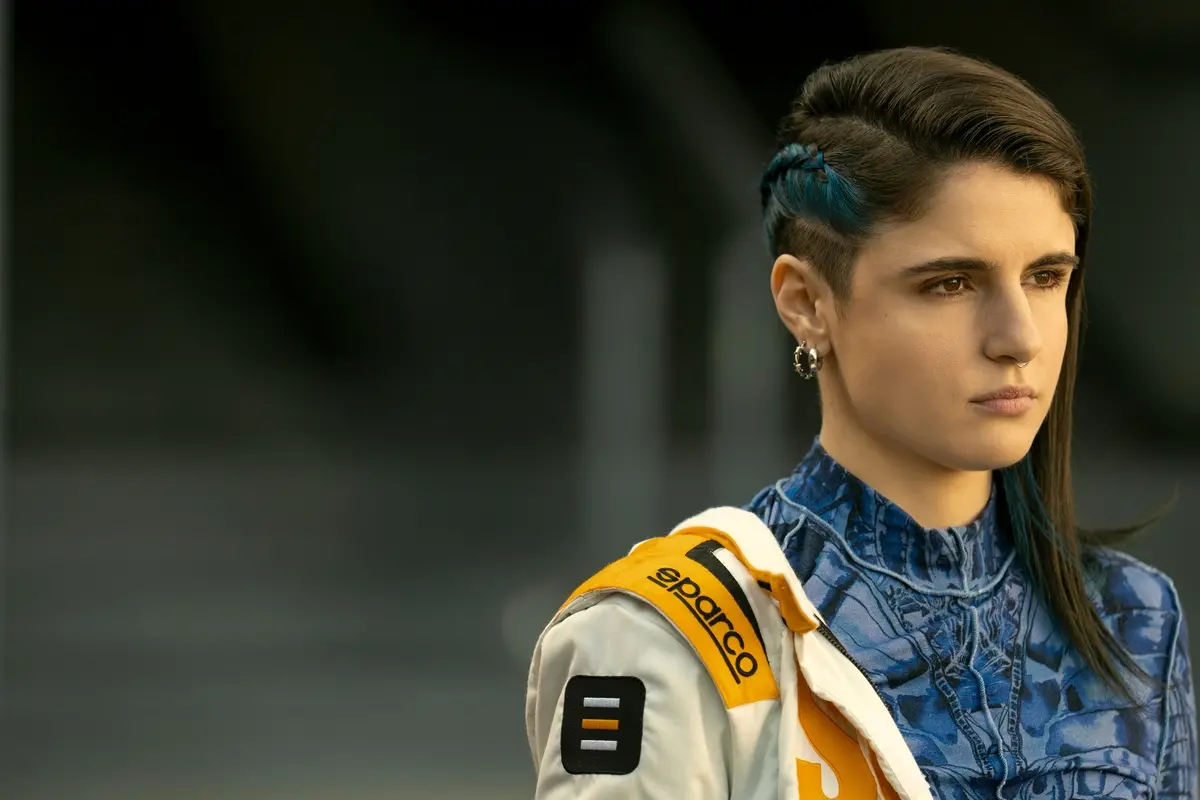 Motorvalley. Caterina Forza as Blu Venturi in episode 103 of Motorvalley. Cr. Enrico Bellinghieri/Netflix © 2026