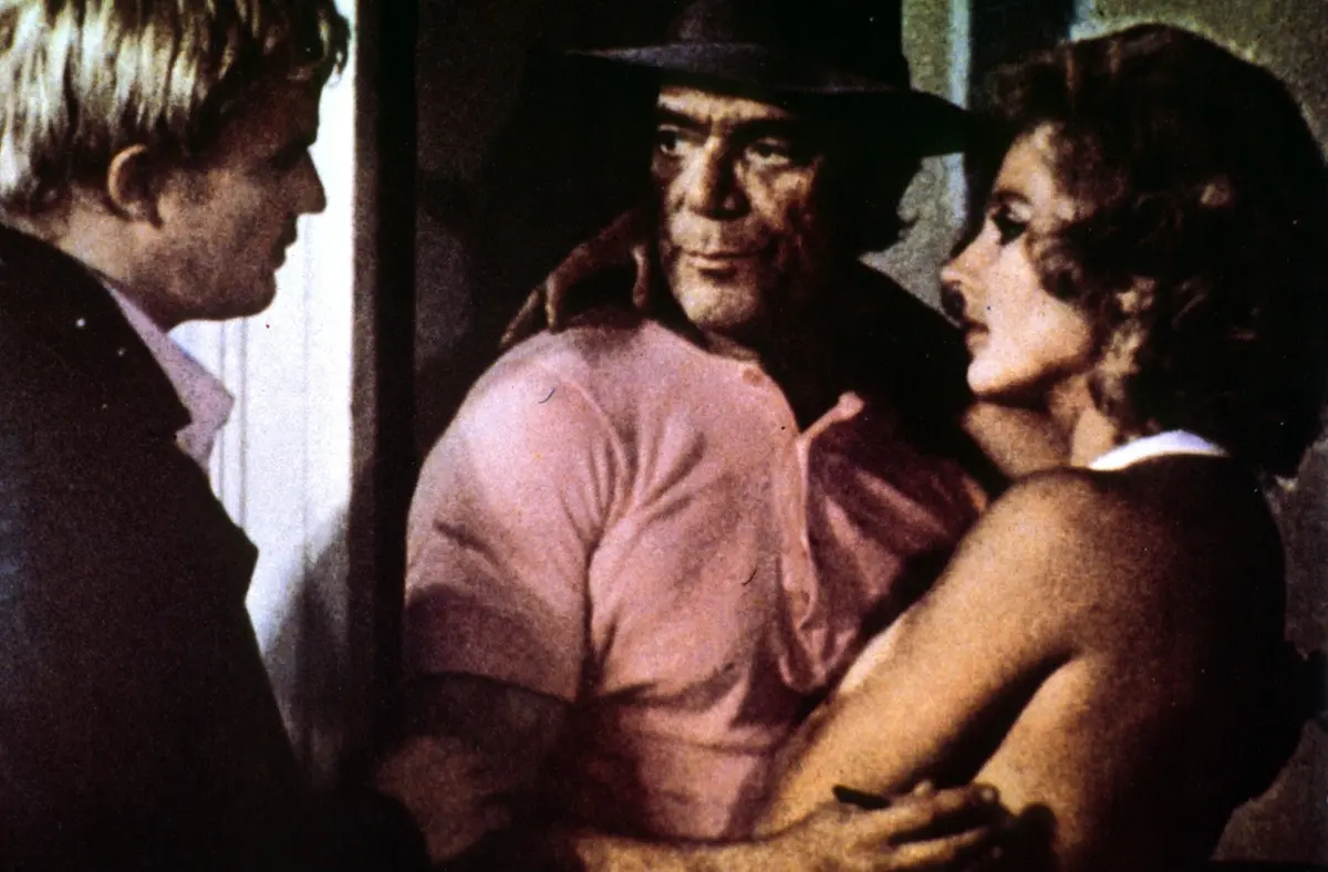 Eddie Constantine, Lou Castel, Hanna Schygulla in Attenzione alla puttana santa (1970), @Webphoto