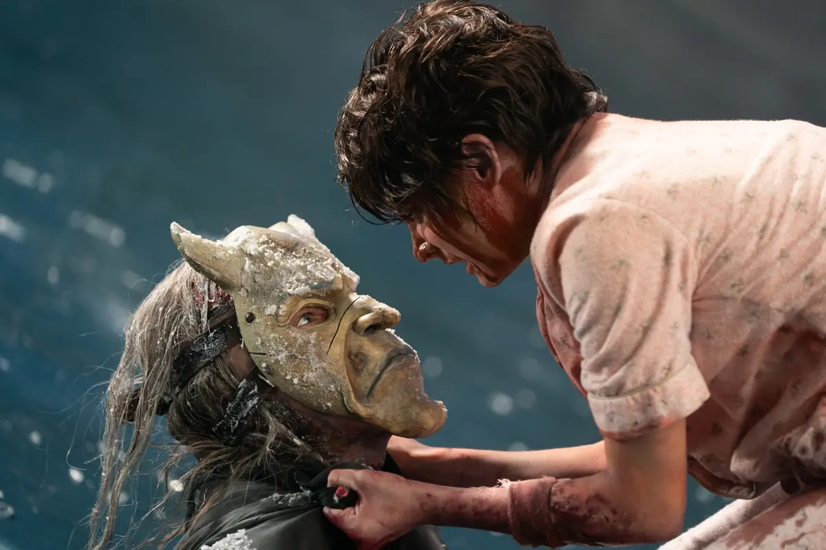 (from left) The Grabber (Ethan Hawke) and Gwen (Madeleine McGraw) in Black Phone 2, directed by Scott Derrickson.\\u00A9 2025 Universal Studios. All Rights Reserved.