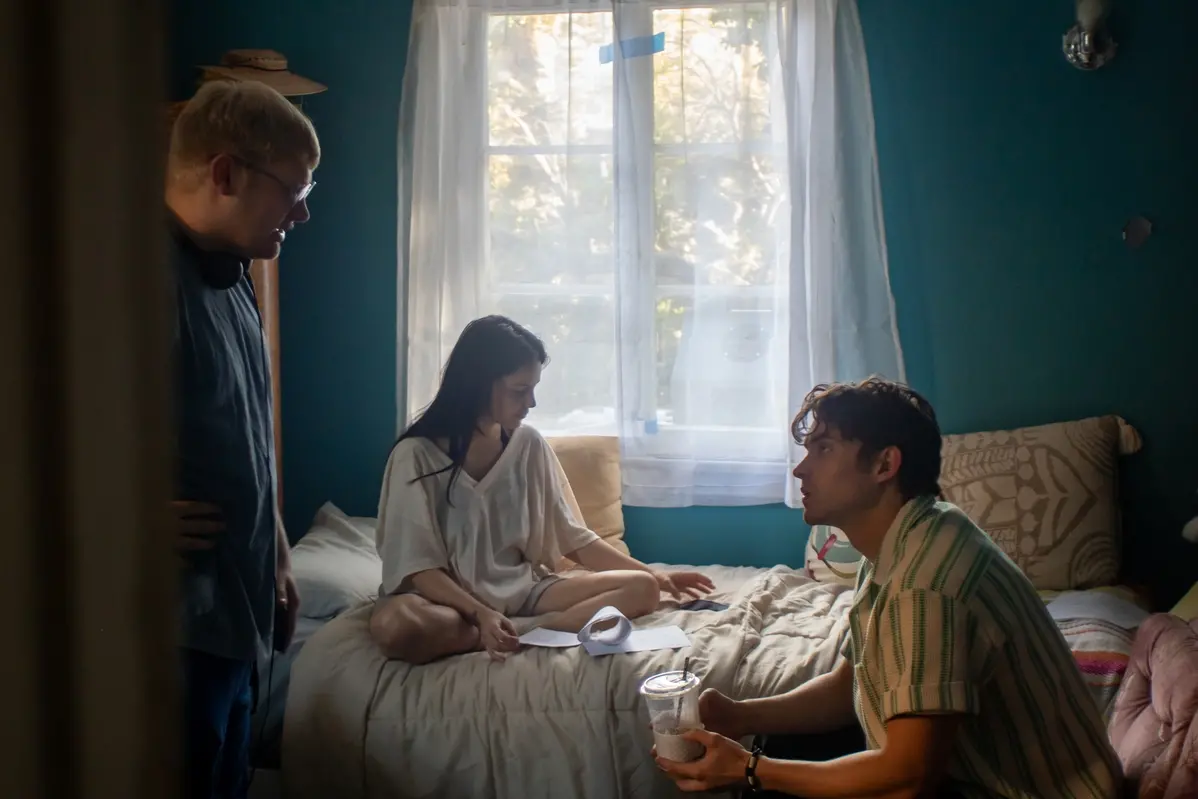Director Curry Barker and actors Inde Navarrette and Michael Johnston on the set of their film OBSESSION, a Focus Features release...Credit: Manny Liotta / \\u00A9 2026 FOCUS FEATURES LLC..
