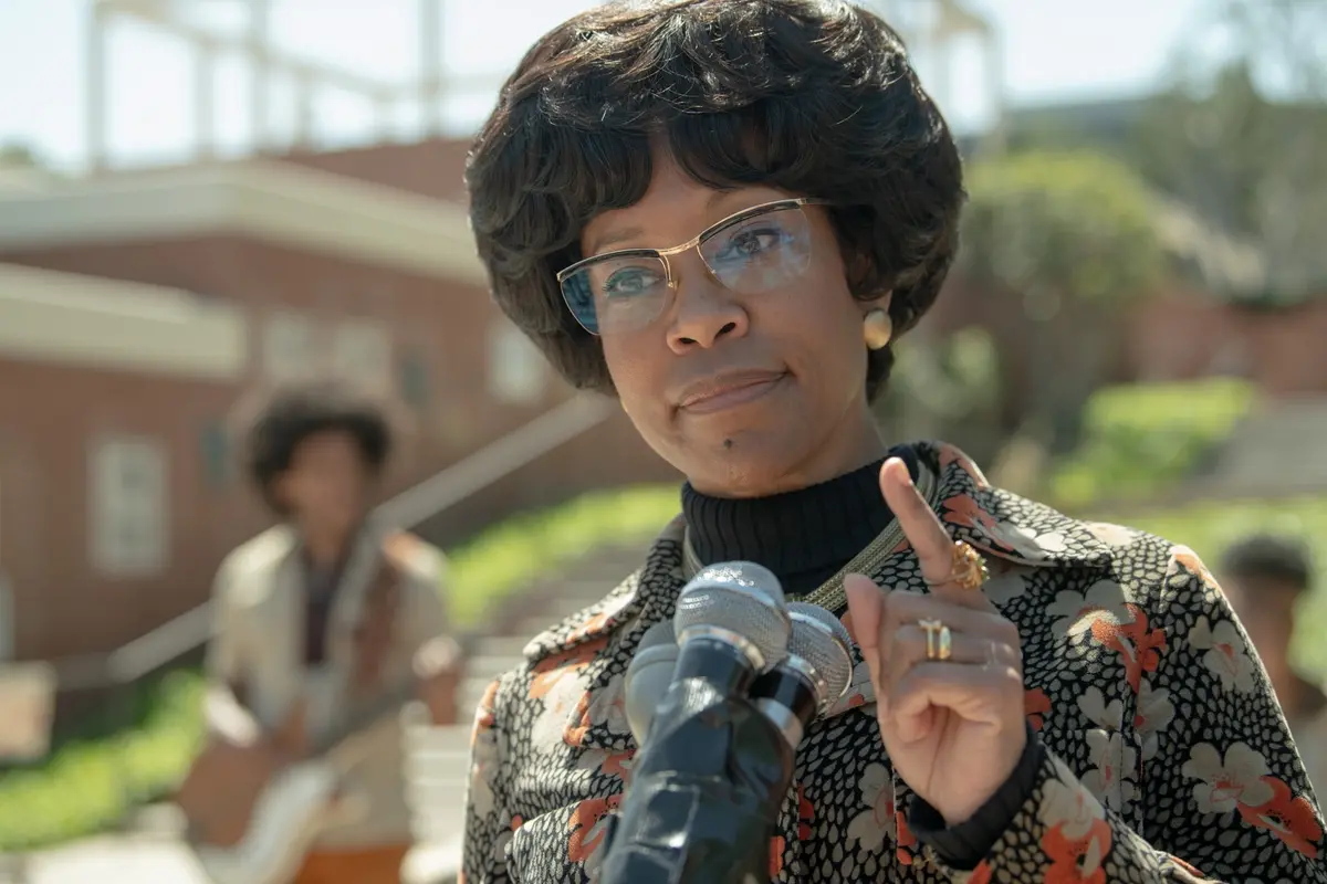 SHIRLEY. Regina King (Producer) as Shirley Chisholm in Shirley. Cr. Glen Wilson/Netflix © 2023.