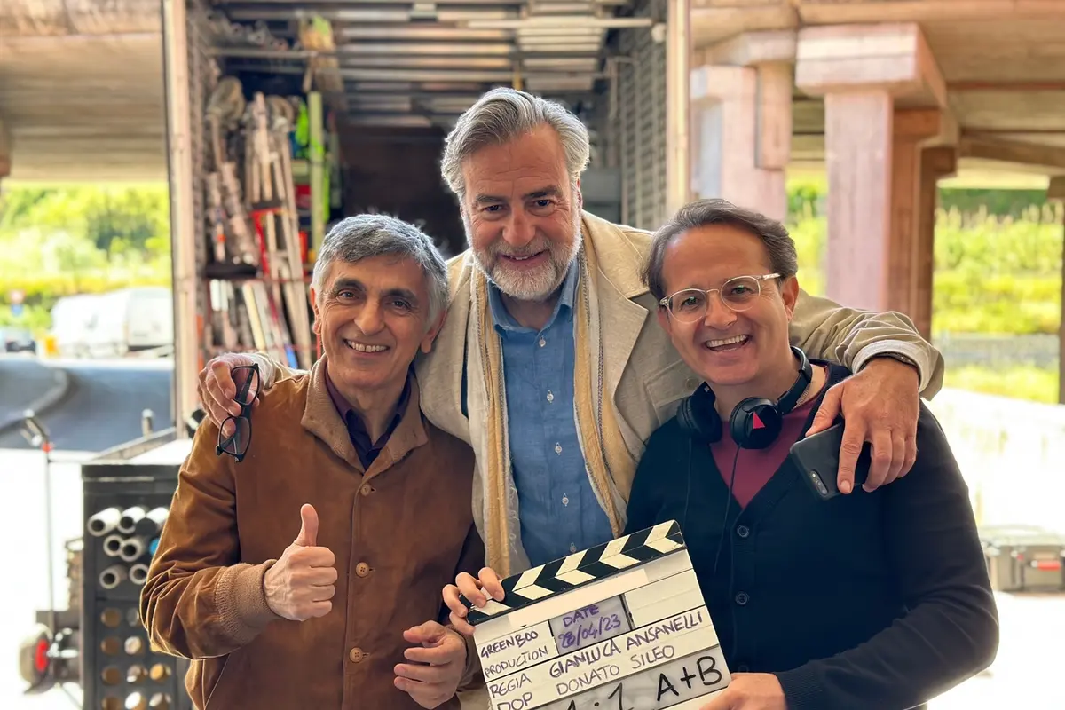 Vincenzo Salemme, Max Tortora e Gianluca Ansanelli sul set di La guerra dei nonni