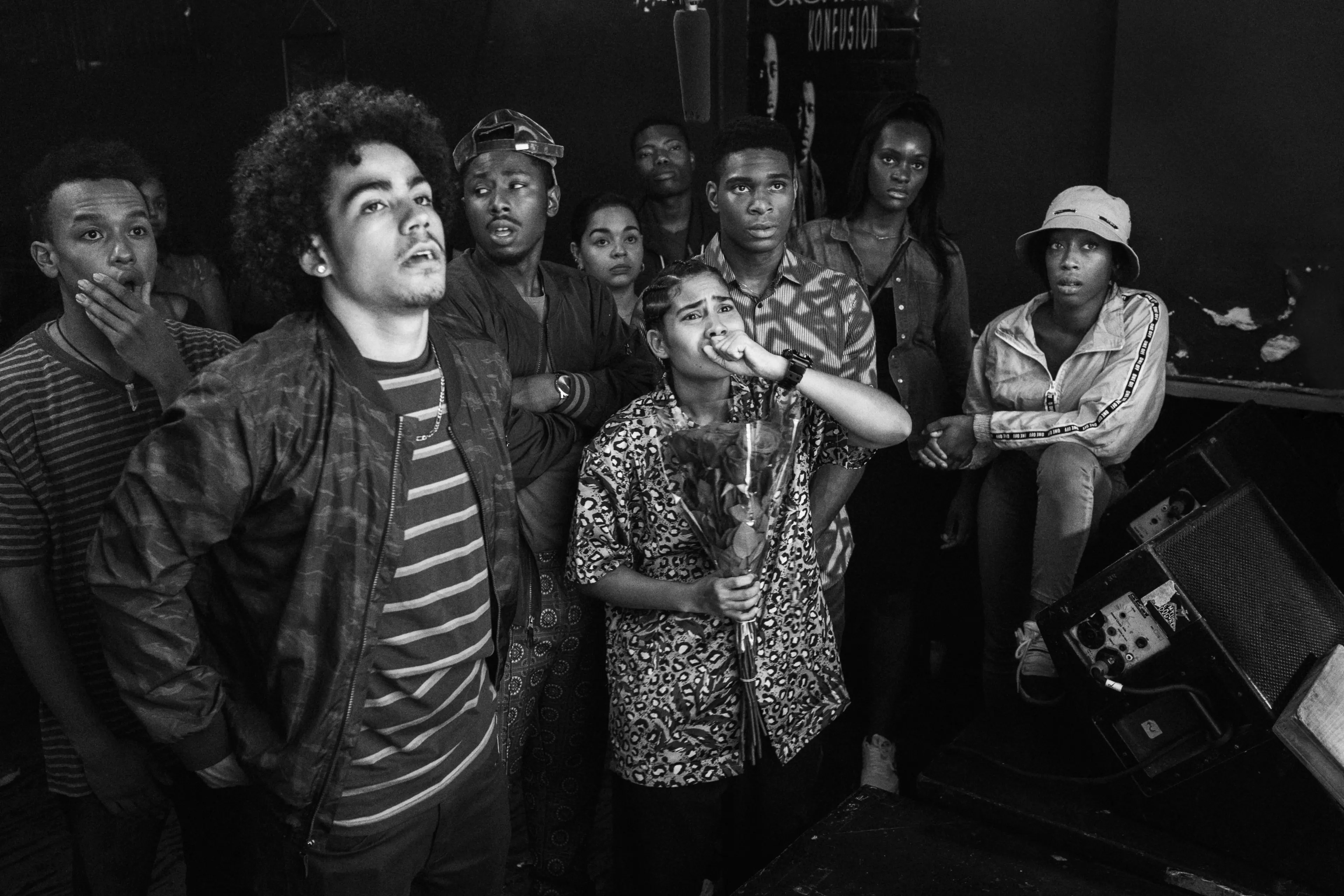 THE FORTY-YEAR-OLD VERSION (L-R): ANTONIO ORTIZ as WALDO, TJ ATOMS as KAMAL, HASKIRI VELAZQUEZ as ROSA, ASHLEE BRIAN as AVERY. Cr. JEONG PARK/NETFLIX ©2020