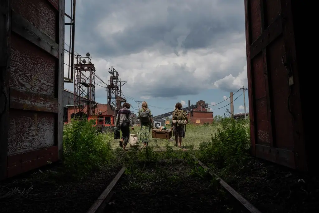 Marcus (Noah Jupe) Evelyn (Emily Blunt) and Regan (Millicent Simmonds) brave the unknown in \\\"A Quiet Place Part II.”