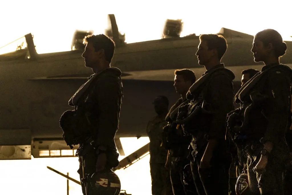 TOM CRUISE PLAYS CAPT. PETE \\\"MAVERICK\\\" MITCHELL, MILES TELLER PLAYS LT. BRADLEY \\\"ROOSTER\\\" BRADSHAW, MONICA BARBARO PLAYS \\\"PHOENIX\\\" AND GLEN POWELL PLAYS \\\"HANGMAN\\\" IN TOP GUN: MAVERICK FROM PARAMOUNT PICTURES, SKYDANCE AND JERRY BRUCKHEIMER FILMS.